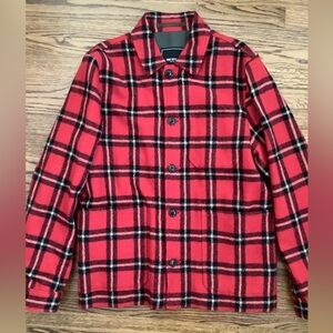Todd Snyder Red and Black Plaid Wool Coat.